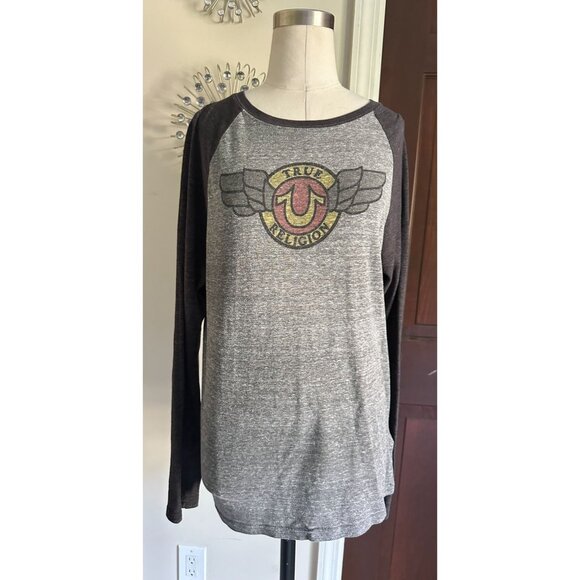 True Religion gray 2 tone L/S shirt Medium - Picture 1 of 4